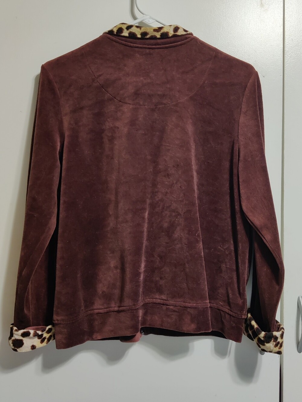 Brown Bomber with Leopard Trim - Picture 2 of 3